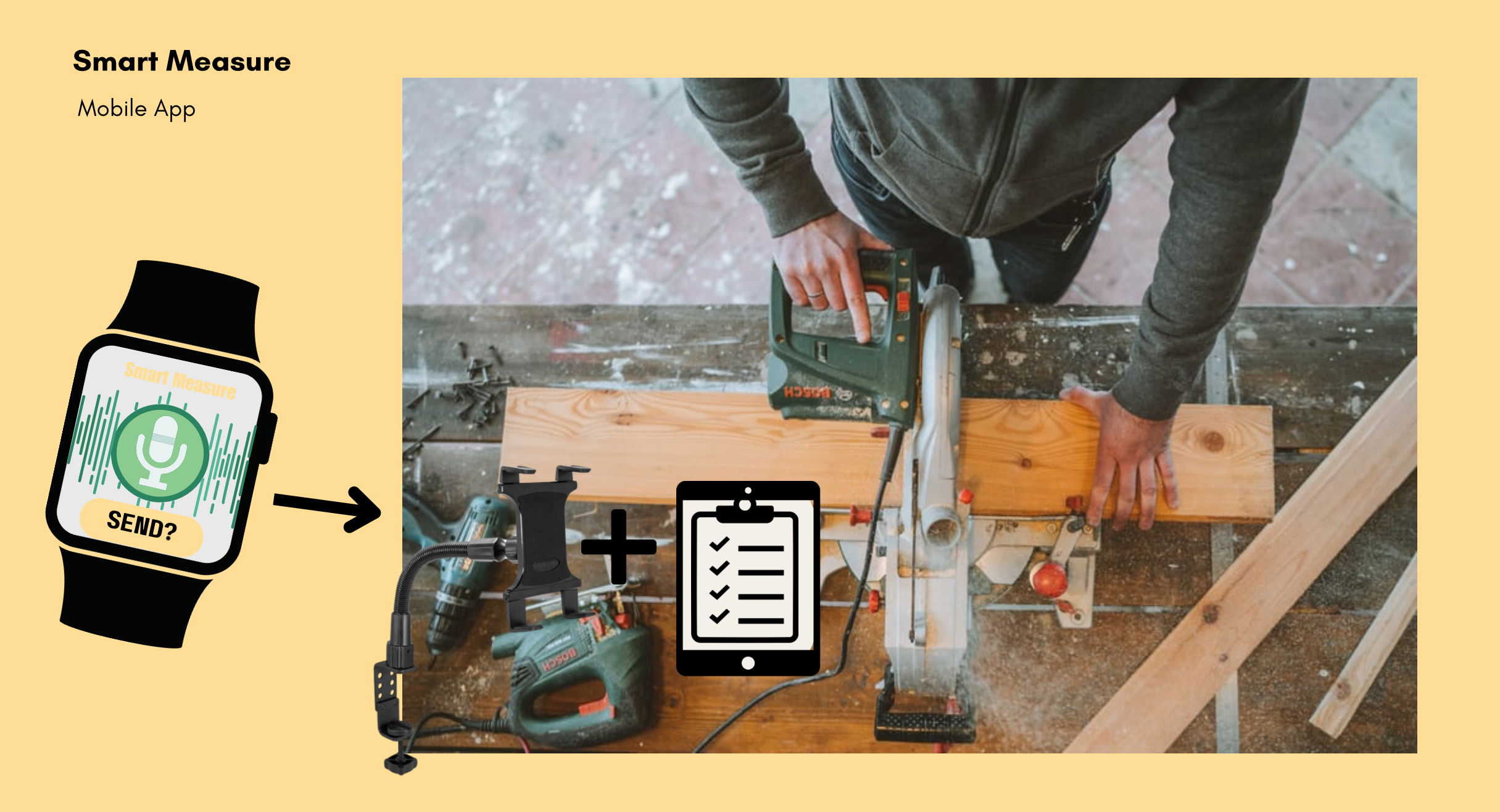 Construction worker using saw