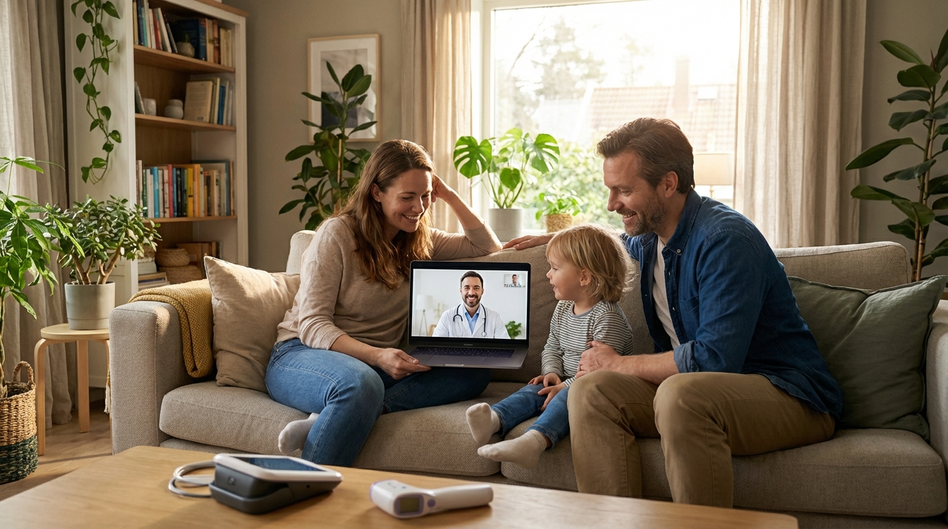 Family using telehealth