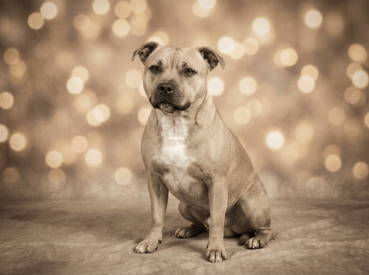 Calm Staffordshire Bull Terrier after successful reactive dog training transformation