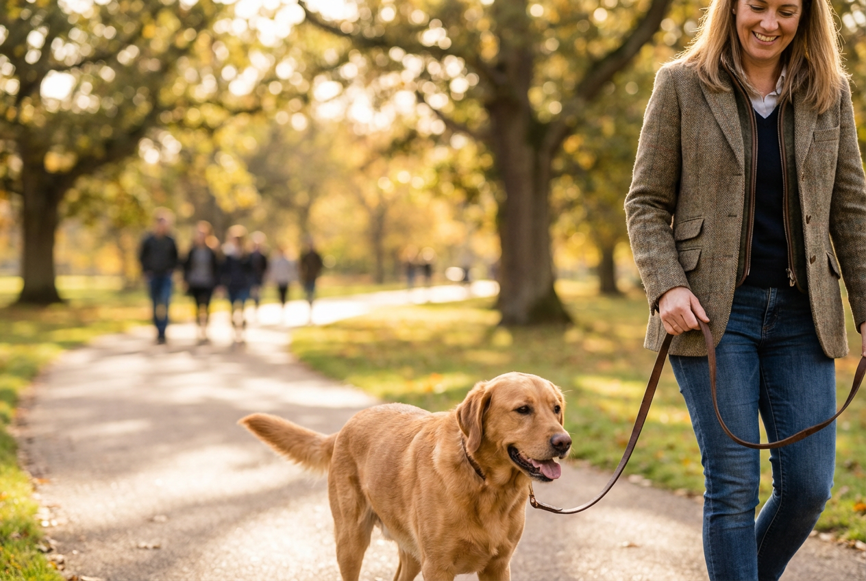 Happy dog after successful training