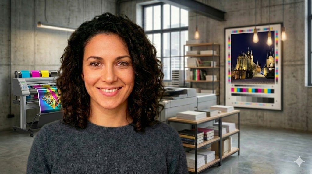 Moderne Druckerei mit professioneller Druckmaschine