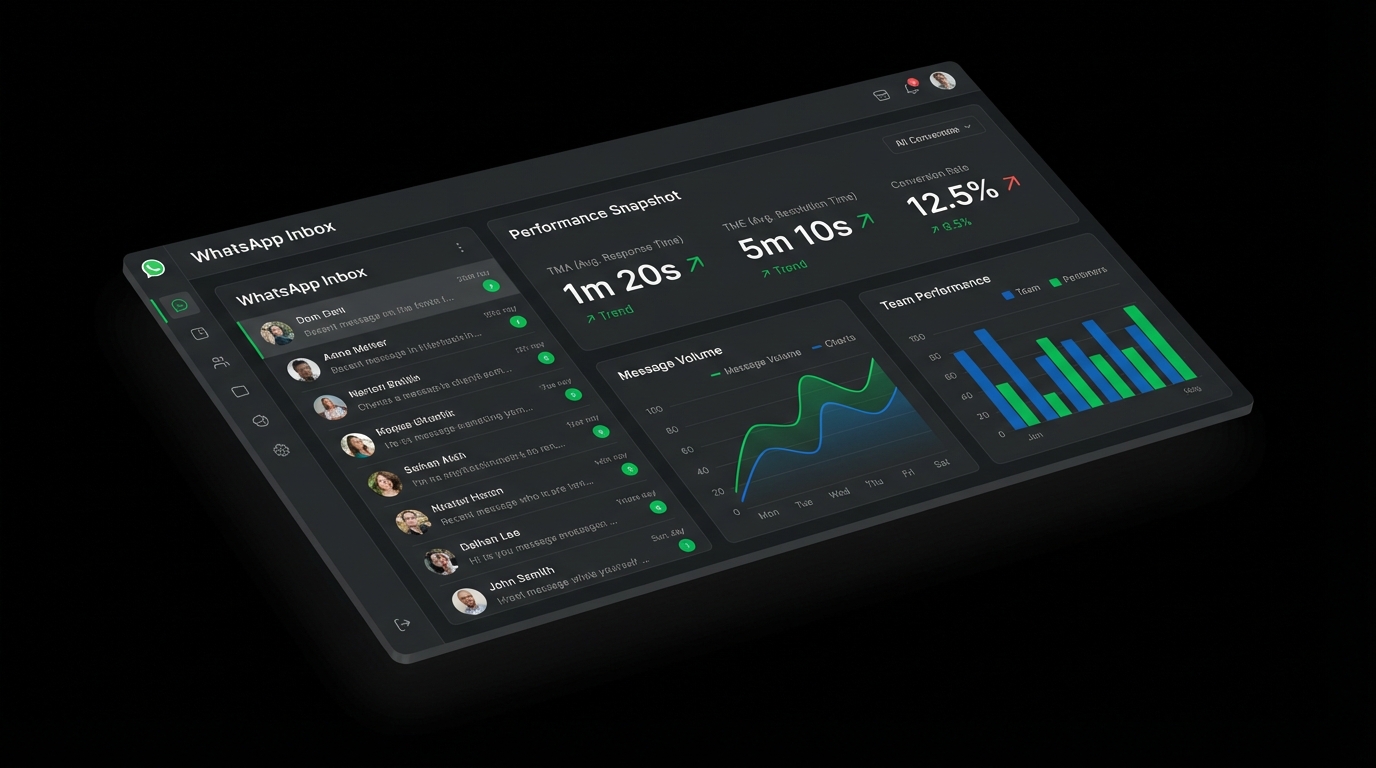 Dashboard Talkerchat - Inbox profissional com métricas de performance