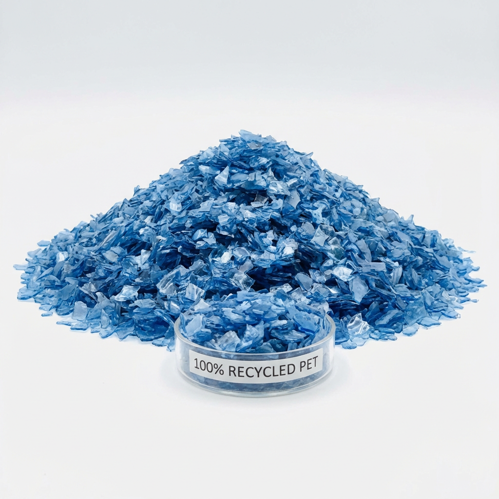 Blue PET Flakes - Recycled Blue Polyester for Textile and Packaging
