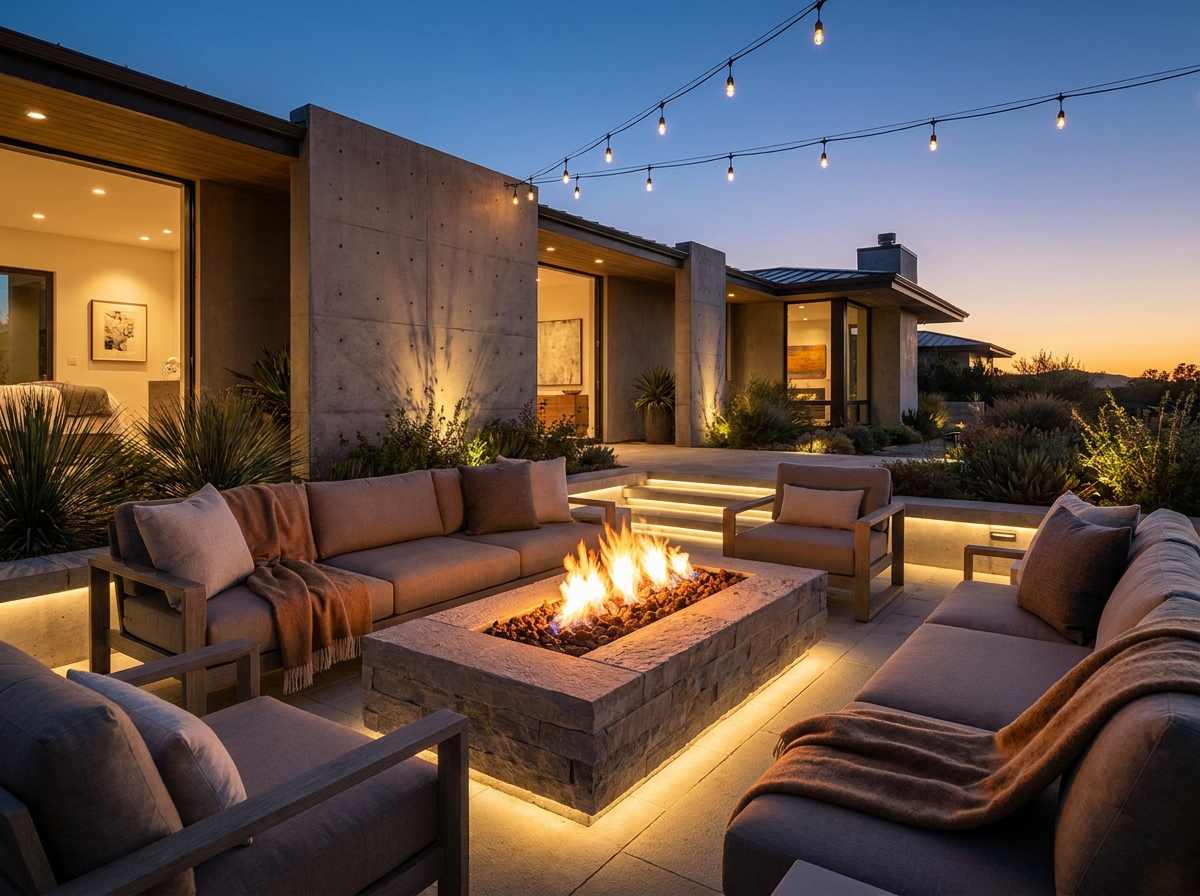 Outdoor stone fire pit project