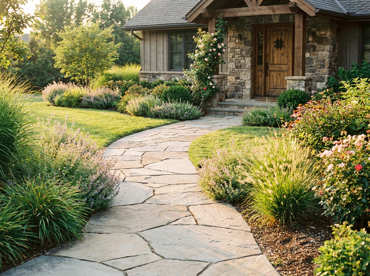 Stone walkway installation detail