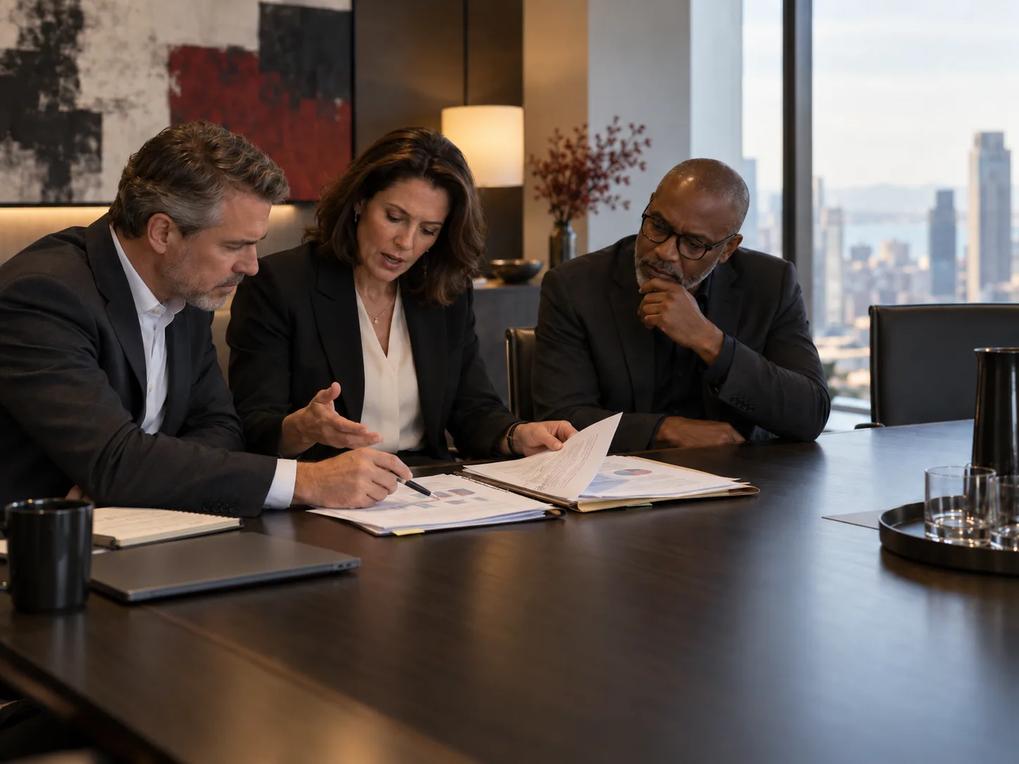 Senior leaders tracing a bottleneck in an organizational strategy-to-execution map